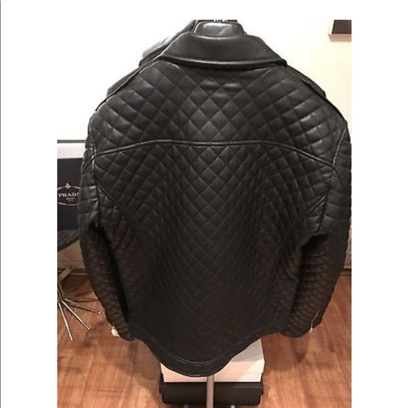 ZARA Quilted LEATHER BIKER JACKET - Picture 4 of 4